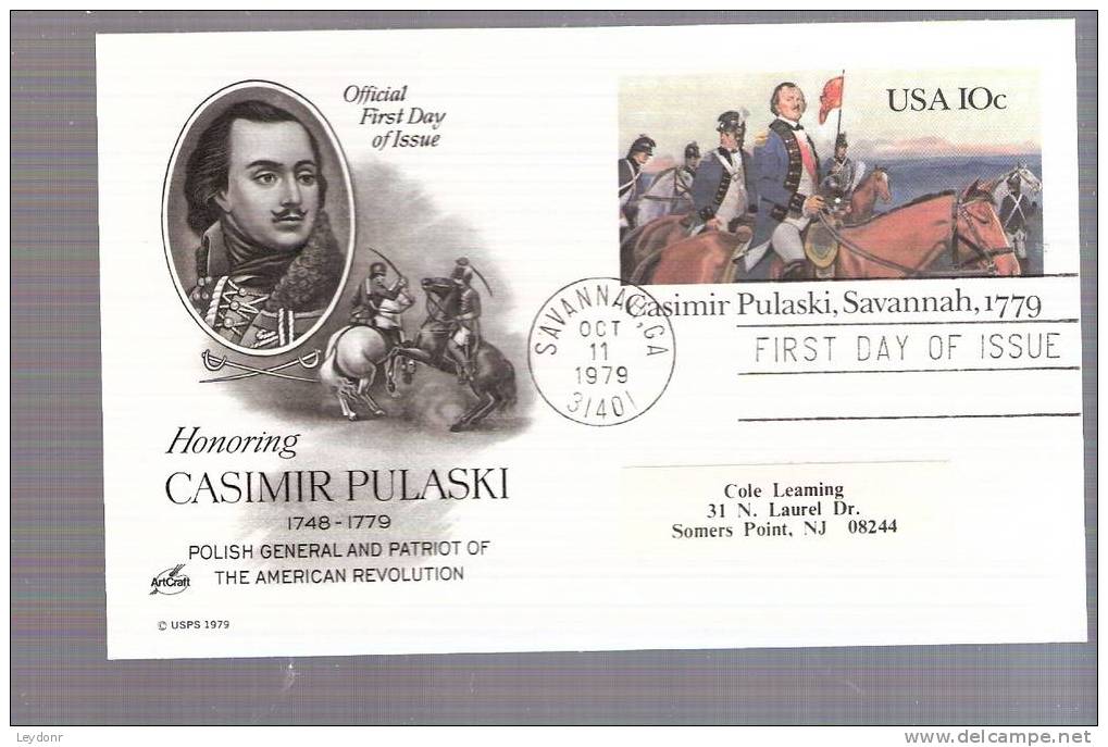 FDC US Airmail - General Casimir Pulaski - Postal Card Scott # UX79 - 1971-1980