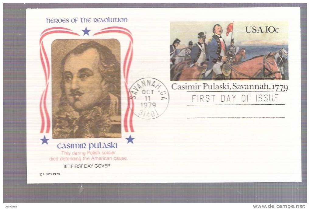 FDC US Airmail - General Casimir Pulaski - Postal Card Scott # UX79 - 1971-1980