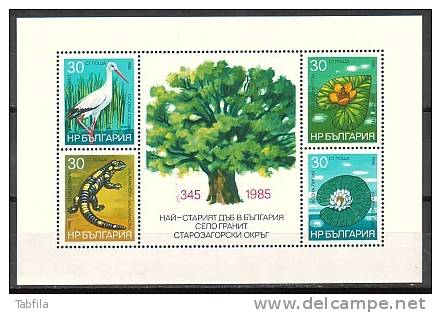 BULGARIA / BULGARIE - 1986 - Protection De La Nature - Ecologie - Flore Et Faune - Bl Dent.** - Cigognes & échassiers