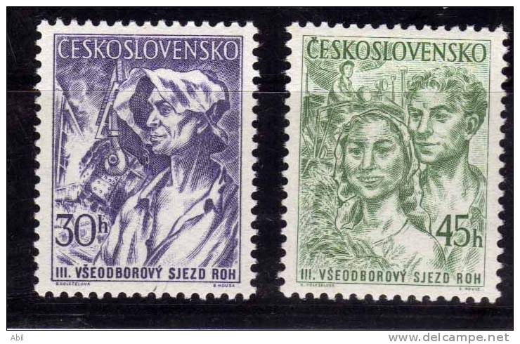 Tchécoslovaquie 1955 N°Y.T. : 801 Et 802* - Unused Stamps