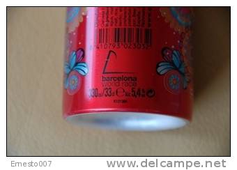 Leere Alu-Bierdose Aus Spanien: "ESTRELLA DAMM - CUSTO BARCELONA" - Farbe Rot, Siehe Bilder - Cannettes