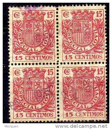 Sello Especial Movil    15  Cts Bloque De  4 - Revenue Stamps