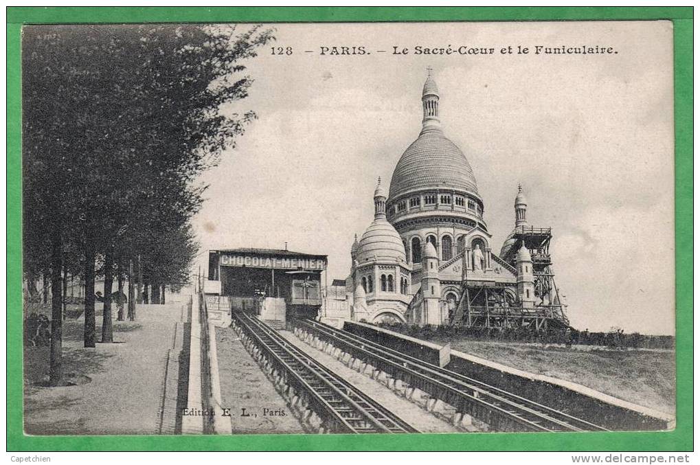 PARIS - LE FUNICULAIRE DU SACRE COEUR Avec Pub Du CHOCOLAT MENIER - Funicular Railway