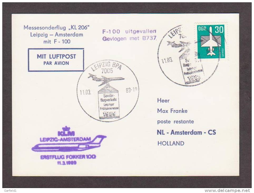 DDR Messesonderfug Leipzig-Amsterdam, Fokker 100 Ausgefallen, Mit B737 Am 11.03.1989 - Other (Air)