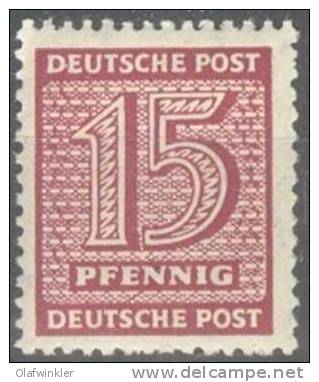 Westsachsen 1945 Freimarken Ziffern II 15 Pf Mi 133 X Wa / Sc 14N8 / YT 14 Postfrisch/MNH/neuf Sans Charniere - Neufs