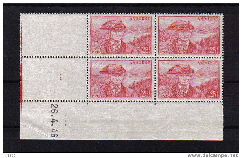ANDORRE ANDORRA Boc De 4 Du N° 116 Cote 25 Euros - Unused Stamps