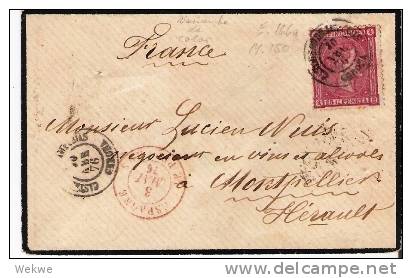 Spk063/  - SPANIEN -Edifil 166a, Variante De Color (Farbvarianten) La Junquera 1876 - Briefe U. Dokumente