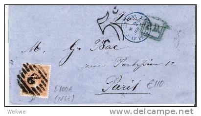 Spk071/- SPANIEN - Stempel Mit Nr. 2, Sauber Auf Marke E.100A (1868), Paris - Briefe U. Dokumente