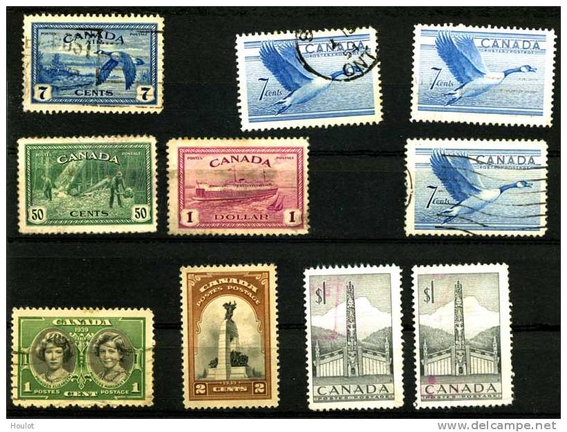 Canada Mi.N°?? Kleines Lot Von 10 Frühen Sondermarken  Gestempelt - Used Stamps