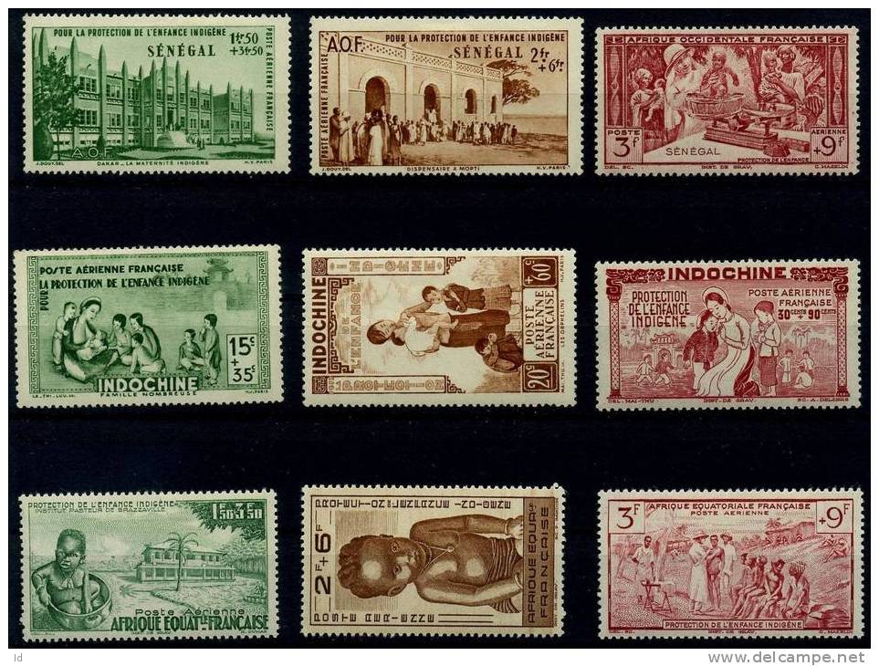 1942 AERO # ENFANCE INDIGENE #  11 SERIES DIFFERENTES MH (*) - Collections