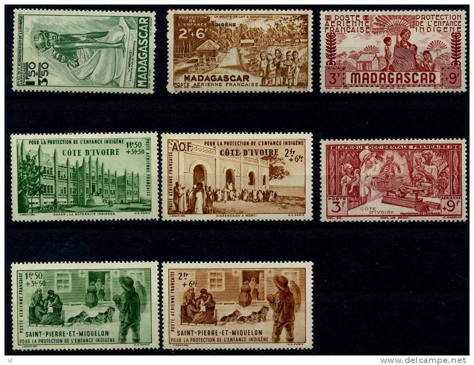 1942 AERO # ENFANCE INDIGENE #  11 SERIES DIFFERENTES MH (*) - Collections