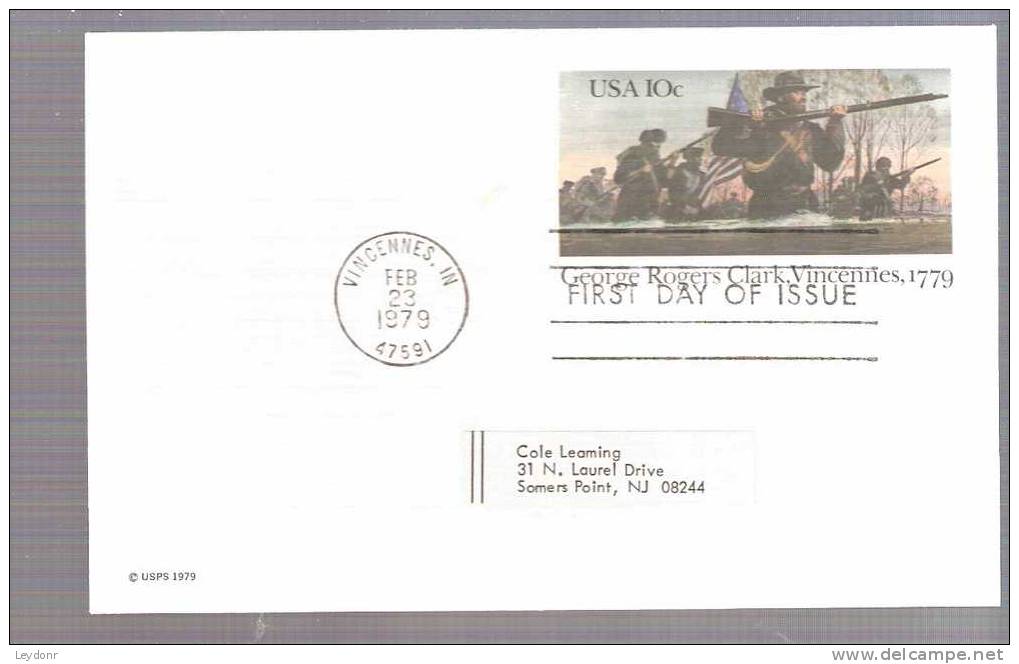 FDC Postal Card - George Rogers Clark And His Frontiersmen - Scott # UX78 - 1971-1980