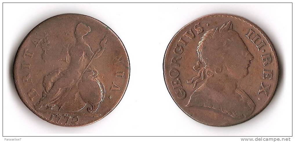 GRANDE - BRETAGNE      HALF   PENNY   1772 - B. 1/2 Penny