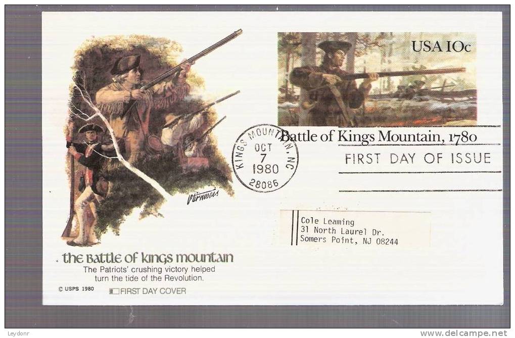 FDC Postal Card - The Battle Of Kings Mountain - Scott # UX85 - 1971-1980