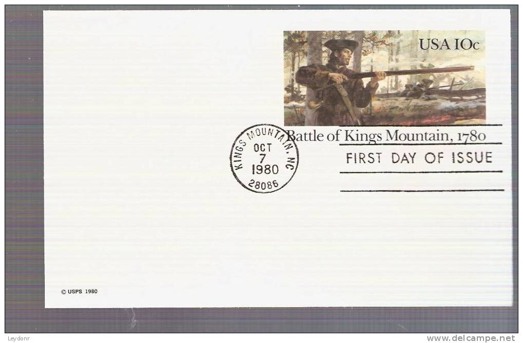 FDC Postal Card - The Battle Of Kings Mountain - Scott # UX85 - 1971-1980