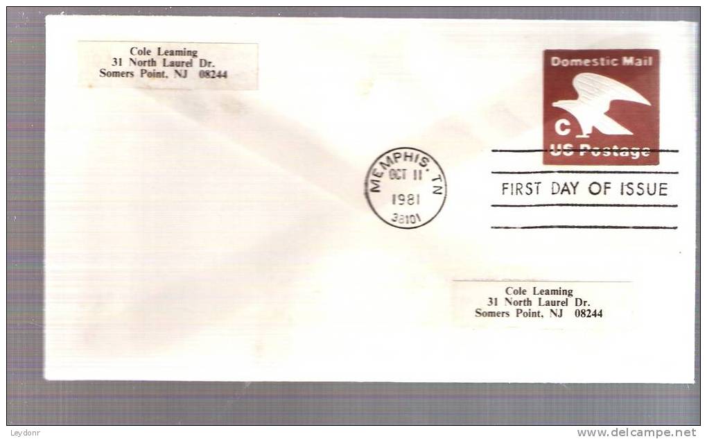 FDC Stamped Envelope - Eagle - Scott # U594 - 1981-1990