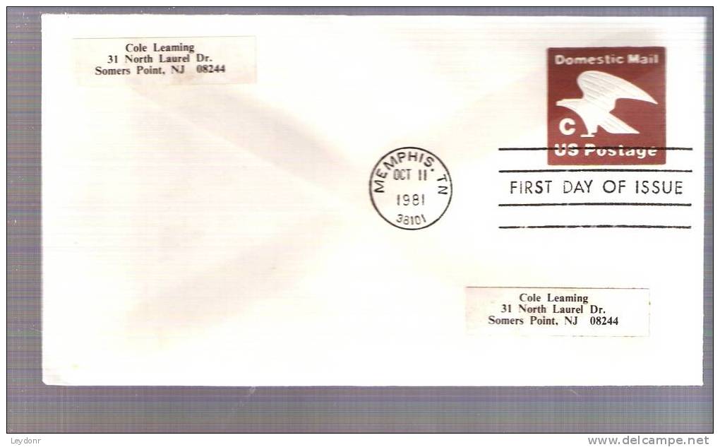 FDC Stamped Envelope - Eagle - Scott # U594 - 1981-1990