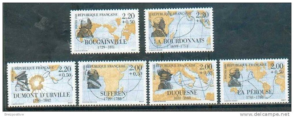 France 1988 (YT 2517 2522) - Navigateurs Célèbres / Famous Navigators - MNH - Explorers