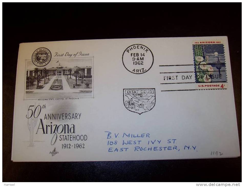 USA  FDC 50TH ANNIVERSARYY ARIZONA COVER 1962 - Briefe U. Dokumente