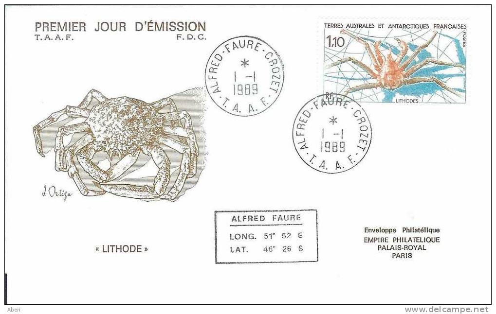 FDC 376 POSTE 140 - CROZET - LITHODE - CRABE - Crustaceans