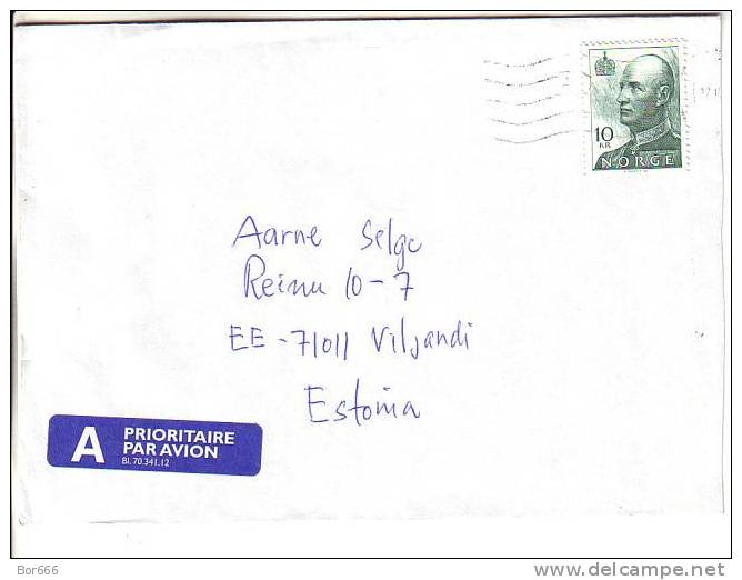 GOOD NORWAY Postal Cover To ESTONIA 2003 - Nice Stamped: King - Covers & Documents