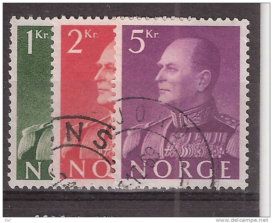 NORGE / Norvège, 1958-60 Roi Olaf V , Yvert N° 386,388,389 Obl  Cachets à Date ;papier Fluo? ; TB - Usados