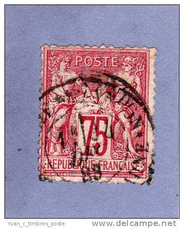 FRANCE TIMBRE N° 71 OBLITERE TYPE SAGE 75C CARMIN - 1876-1878 Sage (Type I)