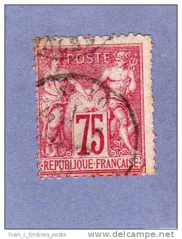 FRANCE TIMBRE N° 71 OBLITERE TYPE SAGE 75C CARMIN - 1876-1878 Sage (Type I)