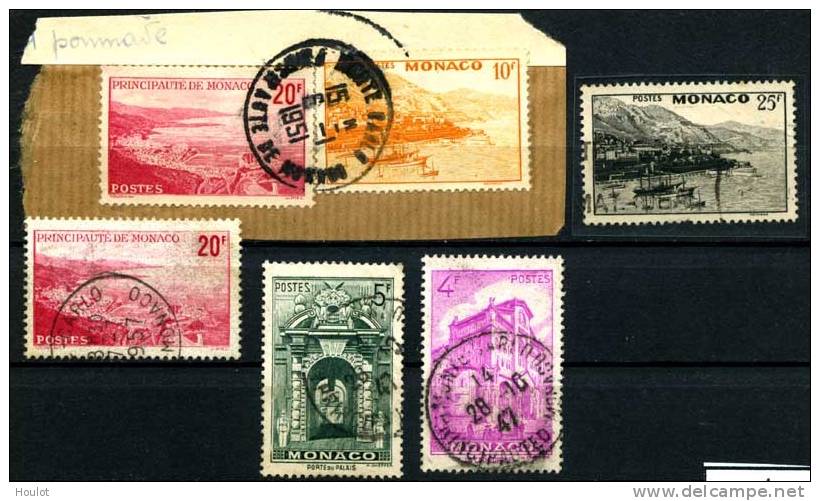 Monaco Mi.N° 384+85+87+89+90 Dallay Ex 324-30 (6 Piéce) 1948,  Ansichten Von Monaco Dabei Ein Briefstück / Un Fragment - Otros & Sin Clasificación