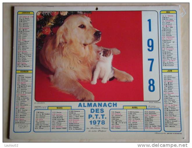 Calendrier De La Poste - ALMANACH PTT 1978 - LAVIGNE - Aisne 02 - Enfants & Animaux - Excellent état - Kleinformat : 1971-80