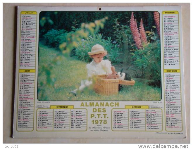 Calendrier De La Poste - ALMANACH PTT 1978 - LAVIGNE - Aisne 02 - Enfants & Animaux - Excellent état - Petit Format : 1971-80