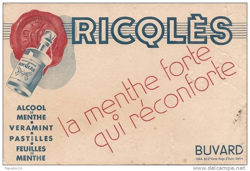 Buvard - Ricqlès La Menthe Forte Qui Réconforte : Alcool De Menthe - Veramint - Pastilles - Feuilles De Menthe - Droguerías