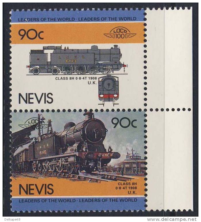 Nevis 1985 Mi 264-265 YT 283-284 **  Class 8H No. 6173, 0-8-4T (1908) Great Britain - Treinen