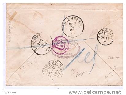 Col043a/ KOLUMBIEN -  Einschreiben/A.R. Cartagena 1894 Nach Colchester,  England Via N.Y., Liverpool - Colombia