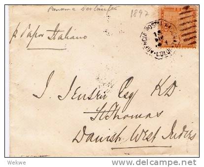 Col075/ KOLUMBIEN -  Colon-Dän. Westindien 1897, 10 Cent Panama-Istmus - Kolumbien