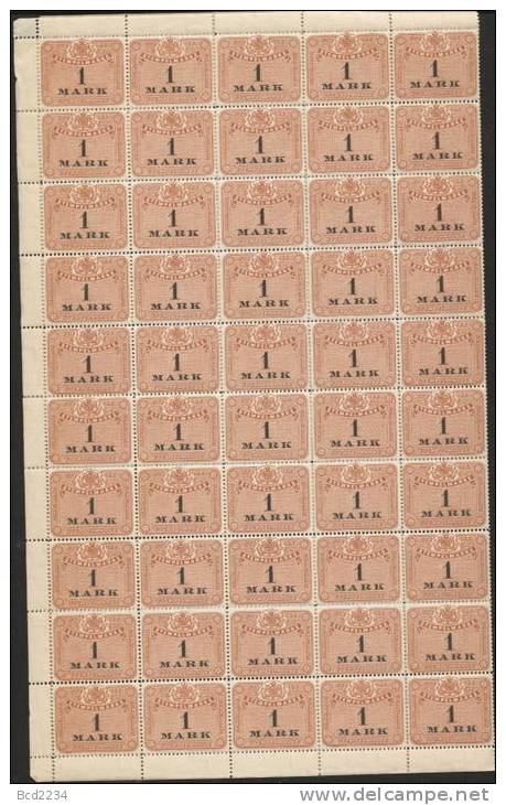 GERMANY SAXONY 1895 1 M REVENUE SHEET OF 100 NHM - Sachsen