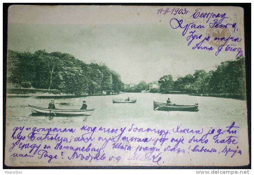 Germany,Konigsberg,Lake,Boats,Rowing,Fisher´s Essigessenz,Bottle,Advertising,vintage Postcard - Ostpreussen