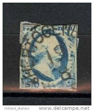 1852 Koning Willem III 5 Cent BLAUW  NVPH 1 * Periode 1852  Nederland   Nr. 1  Gebruikt *  (7) STEMPEL 's-HERTOGENBOSCH - Used Stamps