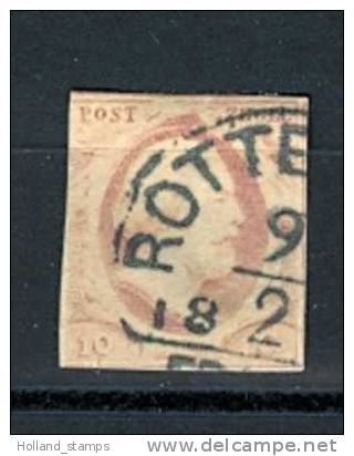 1852 Koning Willem III 10 Cent NVPH 2 * Periode 1852 Nederland Nr. 2 Gebruikt   (155)  STEMPEL ROTTERDAM - Used Stamps