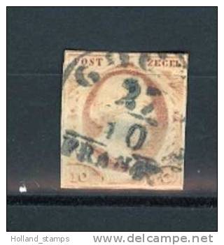 1852 Koning Willem III 10 Cent NVPH 2 * Periode 1852 Nederland Nr. 2 Gebruikt   (167) - Used Stamps