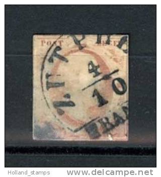 1852 Koning Willem III 10 Cent NVPH 2 * Periode 1852 Nederland Nr. 2 Gebruikt   (172) ZUTPHEN - Used Stamps