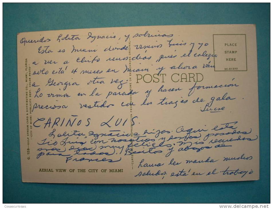 R.359 AMÉRICA ESTADOS UNIDOS EE UU FLORIDA MIAMI VISTA AÉREA ANNEES 70/80 CIRCULADA SIN SELLO MAS EN MI TIENDA - Miami