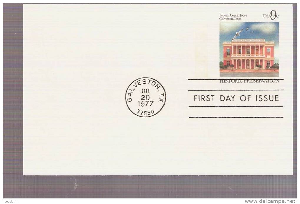 FDC Postal Card - Federal Court House Galveston, Texas  - Scott # UX71 - 1971-1980