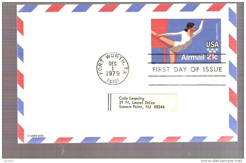 FDC Postal Card - Olympics 1980 - Gymnast - Scott # UXC18 - 1971-1980