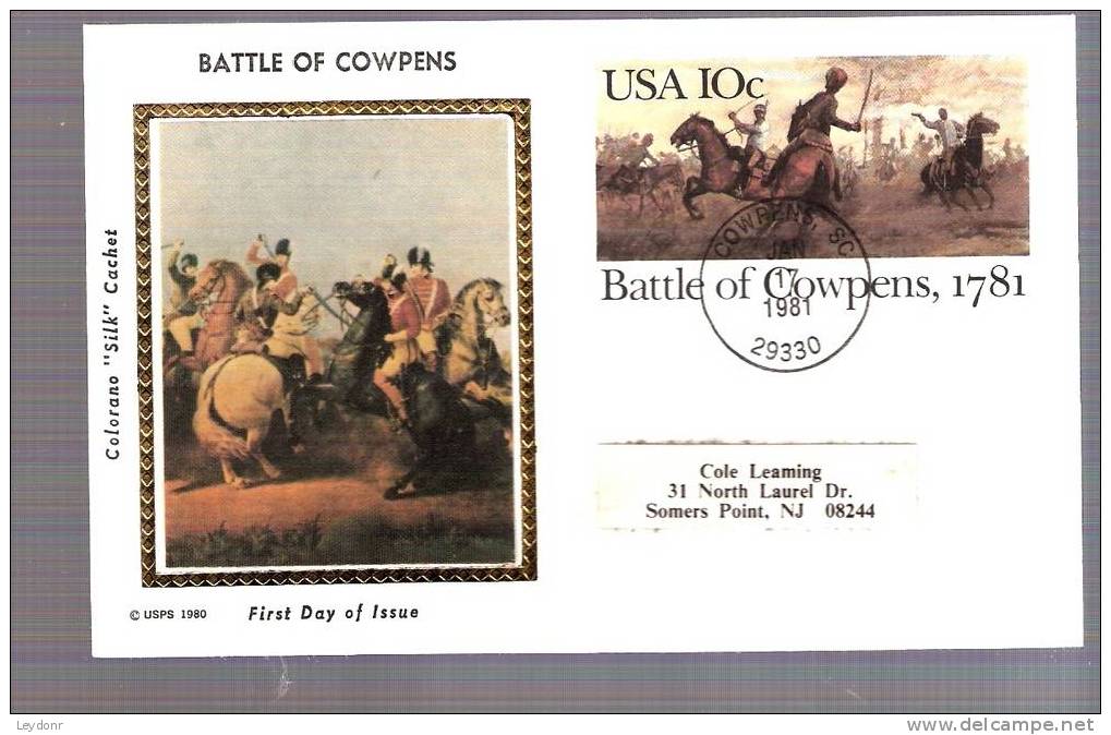FDC Postal Card - Battle Of Cowpens - Scott # UX87 - 1981-1990