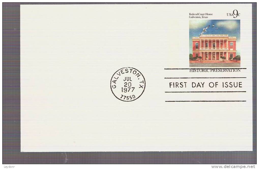 FDC Postal Card - Federal Court House Galveston, Texas - Scott # UX71 - 1971-1980