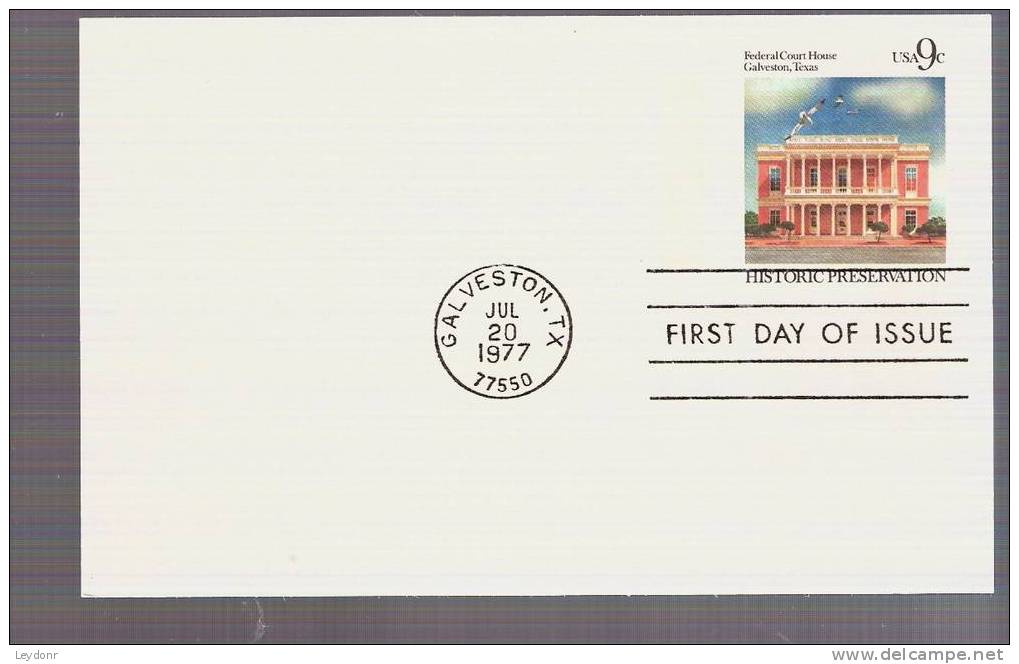 FDC Postal Card - Federal Court House Galveston, Texas - Scott # UX71 - Brieven En Documenten