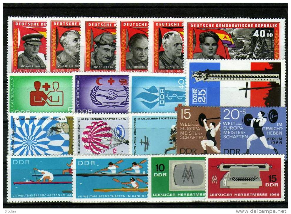 DDR ** 1154/5-1242/4 Jahrgang 1966 Spartakus Bis Pflanzen 28 Ausgaben 67€ - Collections (en Albums)