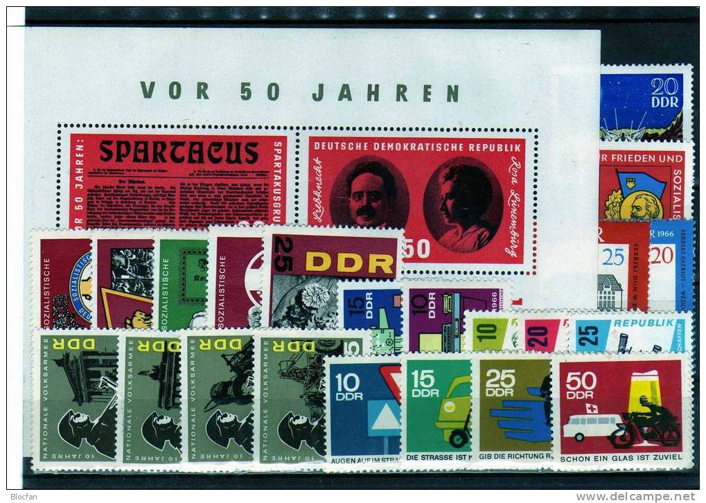 DDR ** 1154/5-1242/4 Jahrgang 1966 Spartakus Bis Pflanzen 28 Ausgaben 67€ - Collections (en Albums)