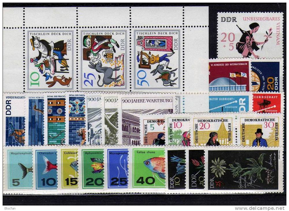 DDR ** 1154/5-1242/4 Jahrgang 1966 Spartakus Bis Pflanzen 28 Ausgaben 67€ - Collections (en Albums)